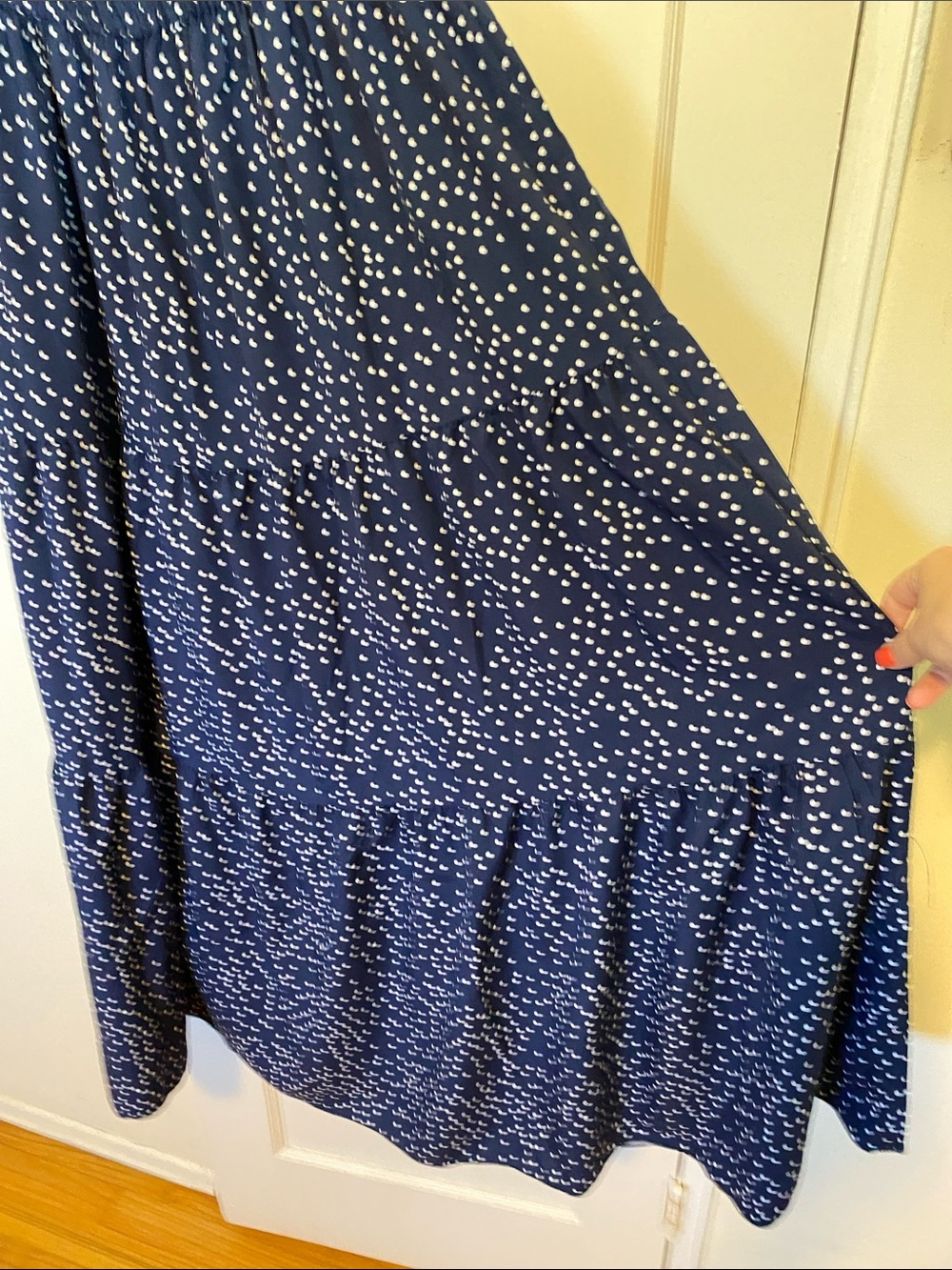 NWOT FAPPAREL navy blue and white polka dot dress size size L - Picture 12 of 16